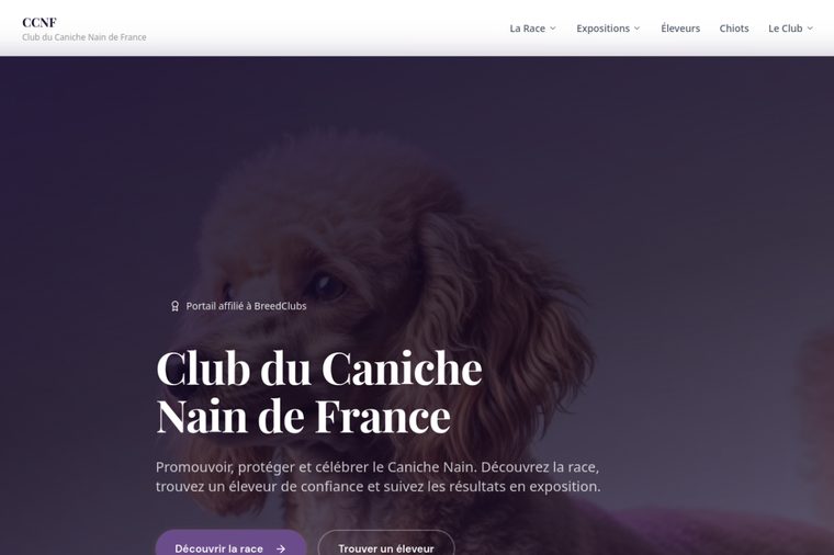 Site d’élevage de Caniche Nain : Club du Caniche Nain de France, par OWAG