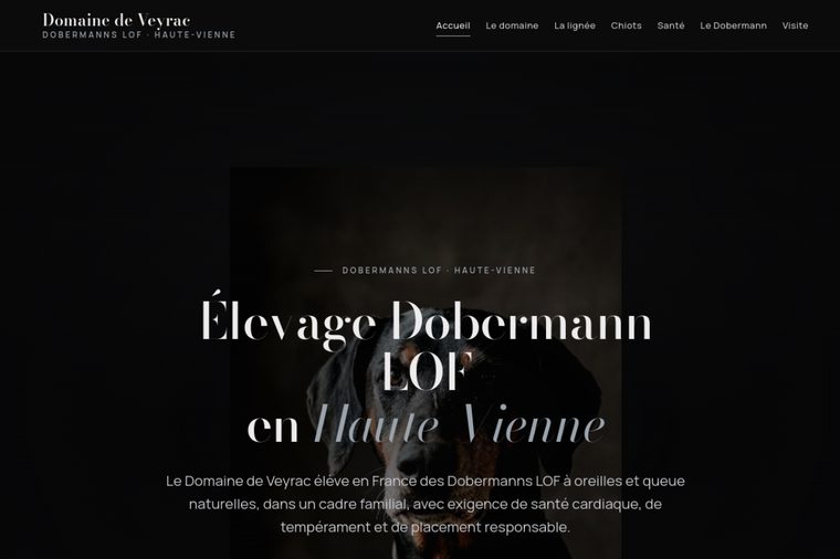 Site d’élevage de Dobermann, modèle sombre : Le domaine sombre, par OWAG